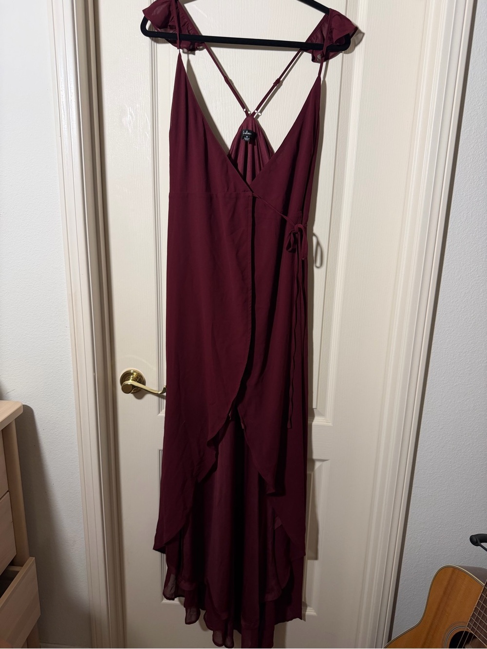 Women's Burgundy Wrap Maxi Dress -